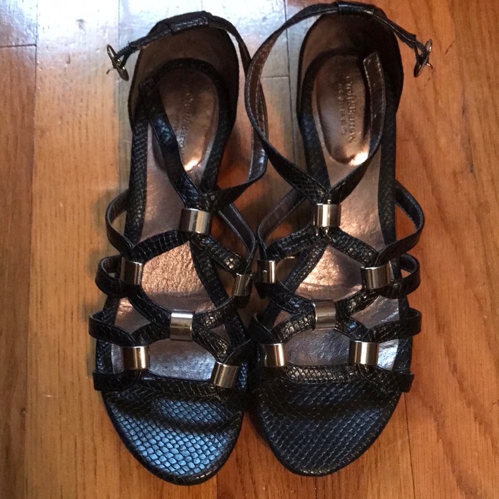 Croft&Barrow snake skin cut out with silver accents ankle strap flats.